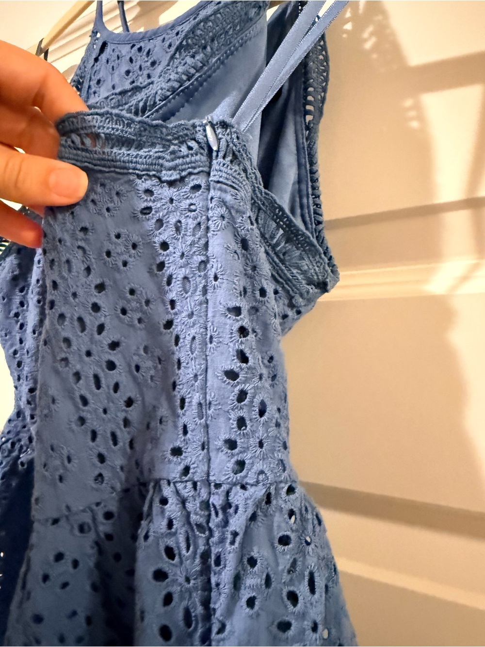Doe & Rae Blue Eyelet Halter-Style Tank - Picture 2 of 4